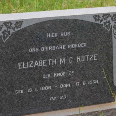 KOTZE Elizabeth M.G. nee KNOETZE 1886-1968