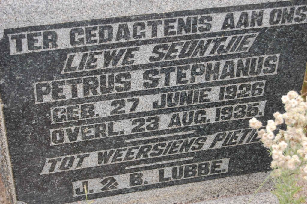 LUBBE Petrus Stephanus 1926-1935