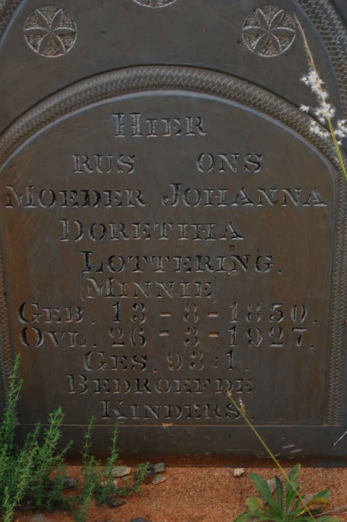LOTTERING Johanna Doretiha nee MINNIE 1850-1927