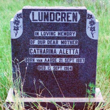 LUNDGREN Catharina Aletta nee VAN AARDE 1887-1964