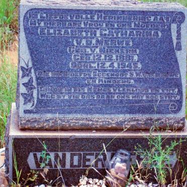MERWE Elizabeth Catharina, v.d. nee V. NIEKERK 1881-1945