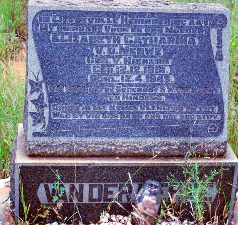 MERWE Elizabeth Catharina, v.d. nee V. NIEKERK 1881-1945