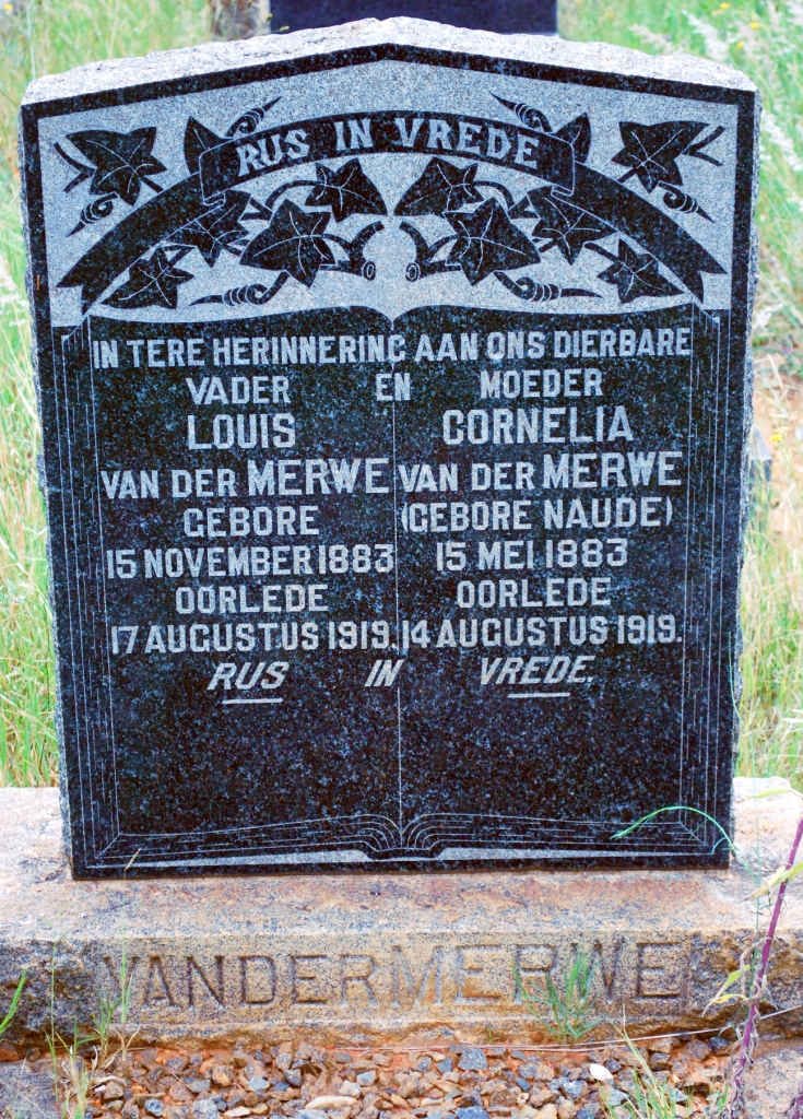 MERWE Louis, van der 1883-1919 &amp; Cornelia NAUDE 1883-1919