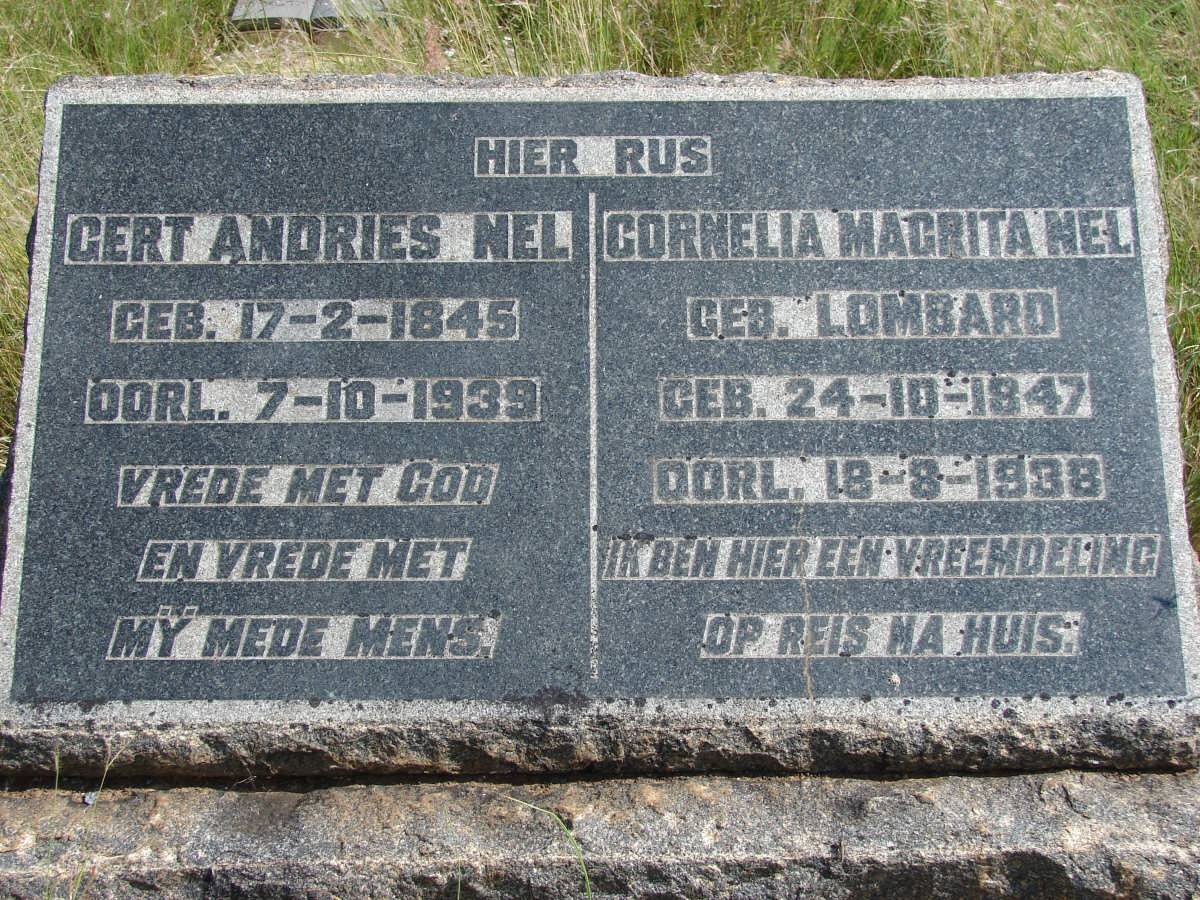 NEL Gert Andries 1845-1939 &amp; Cornelia Magrita LOMBARD 1847-1938