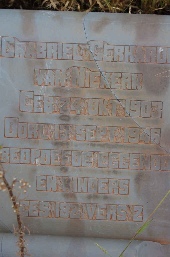 NIEKERK Grabriel Gerhardus, van 1903-1946