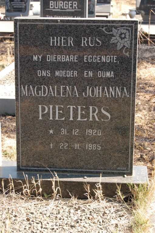PIETERS Magdalena Johanna 1920-1985