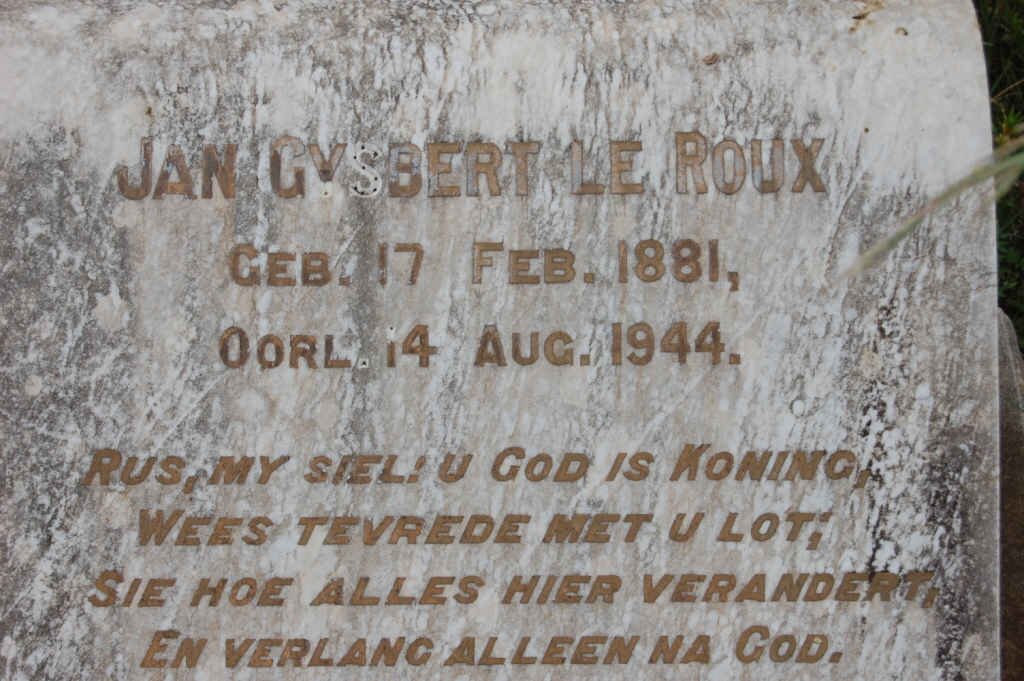 ROUX Jan Gysbert, le 1881-1944