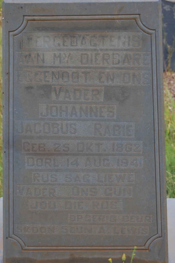 RABIE Johannes Jacobus 1862-1941