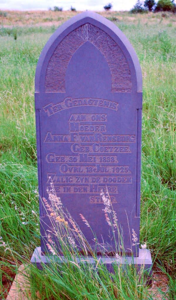 RENSBURG Anna F., van nee COETZEE 1898-1925