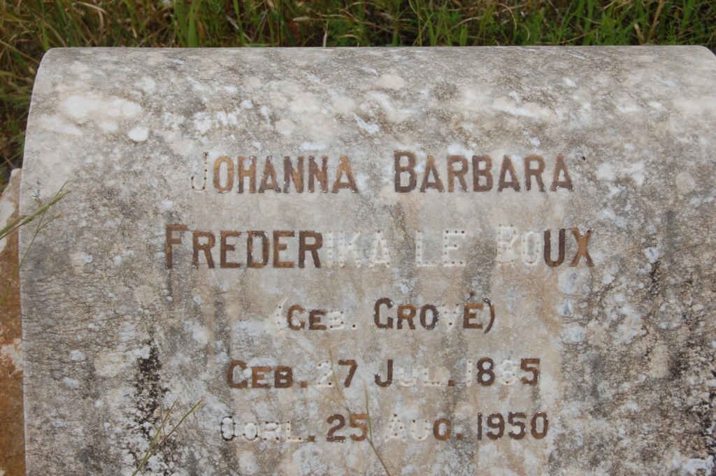 ROUX Johanna Barbara Fredrika, le nee GROVÉ 1865-1950