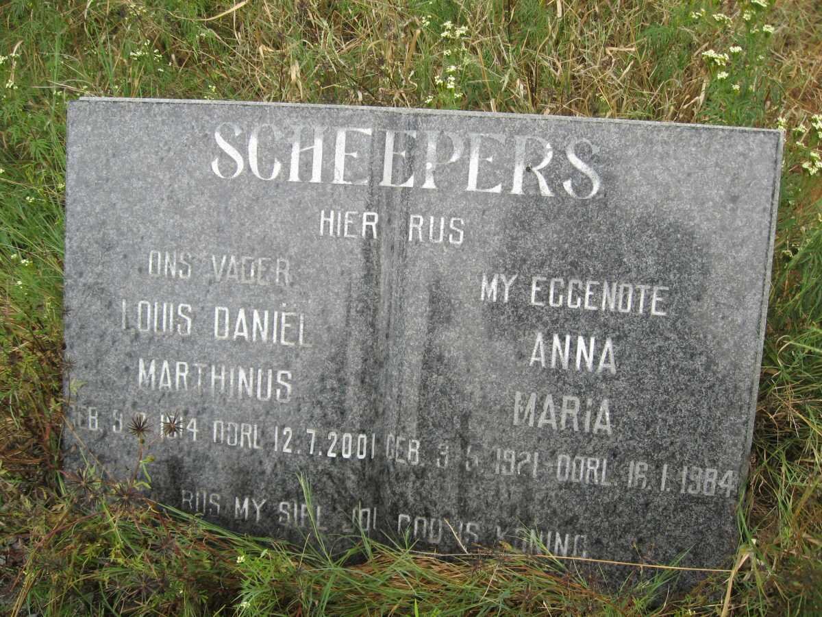 SCHEEPERS Louis Daniël Marthinus 1914-2001 &amp; Anna Maria 1921-1984
