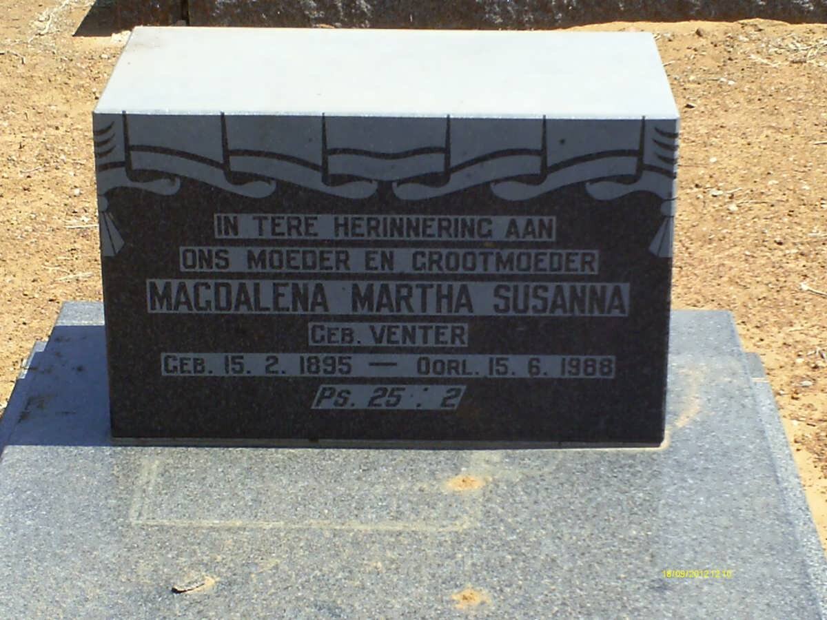 JAARSVELD Magdalena Martha Susanna, van nee VENTER 1895-1988