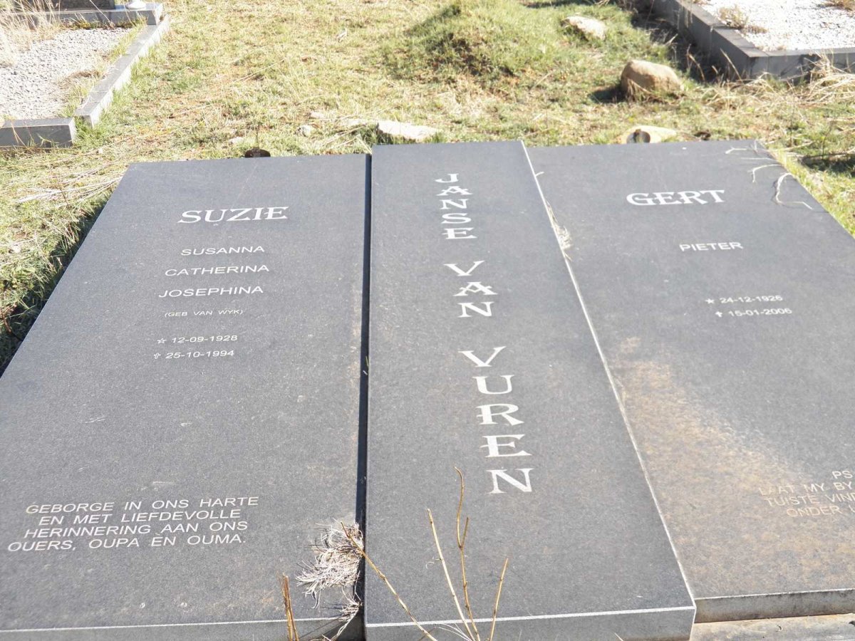 VUREN Gert Pieter, Janse van 1926-2006 & Susanna Catherina Josephina VAN WYK 1928-1994 