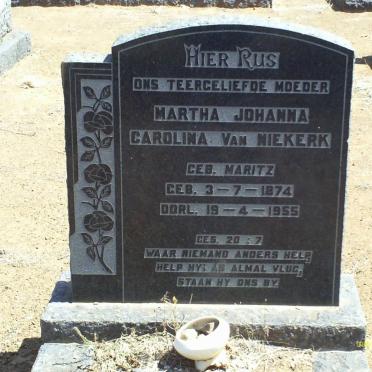 NIEKERK Martha Johanna Carolina, van nee MARITZ 1874-1955