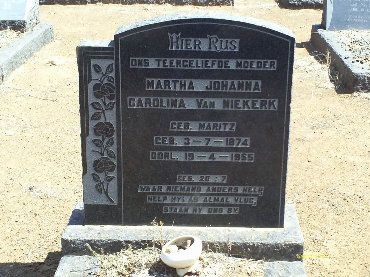 NIEKERK Martha Johanna Carolina, van nee MARITZ 1874-1955
