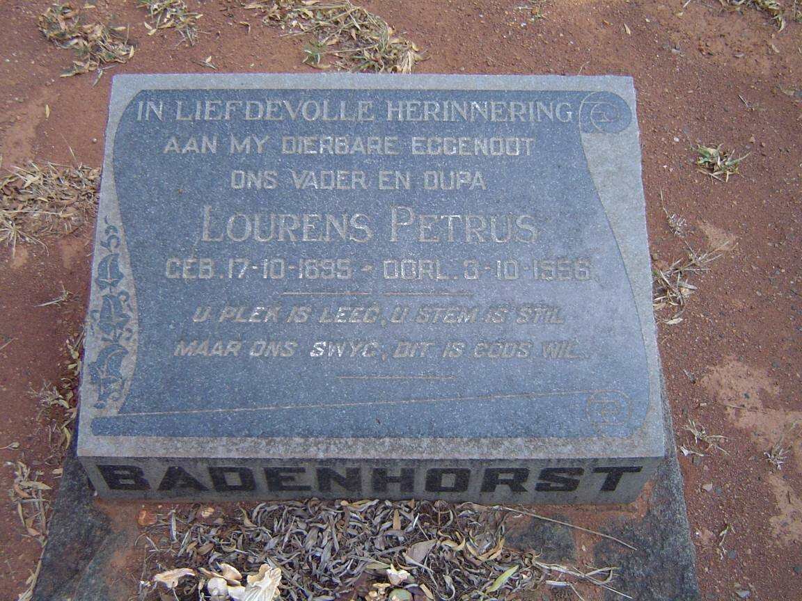 BADENHORST Lourens Petrus 1895-1956