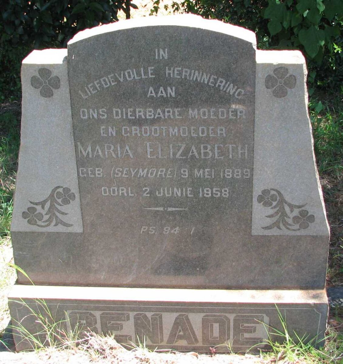 BENADE Maria Elizabeth nee SEYMORE 1889-1958