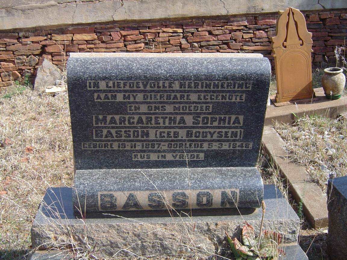 BASSON Margaretha Sophia nee BOOYSEN 1887-1948