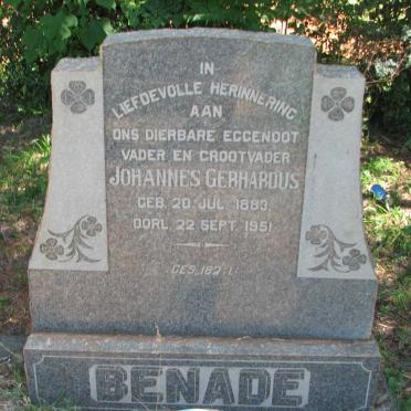 BENADE Johannes Gerhardus 1883-1951