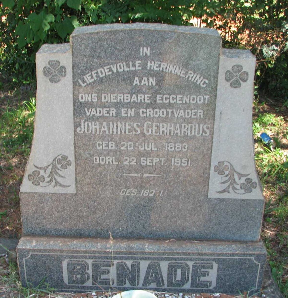 BENADE Johannes Gerhardus 1883-1951