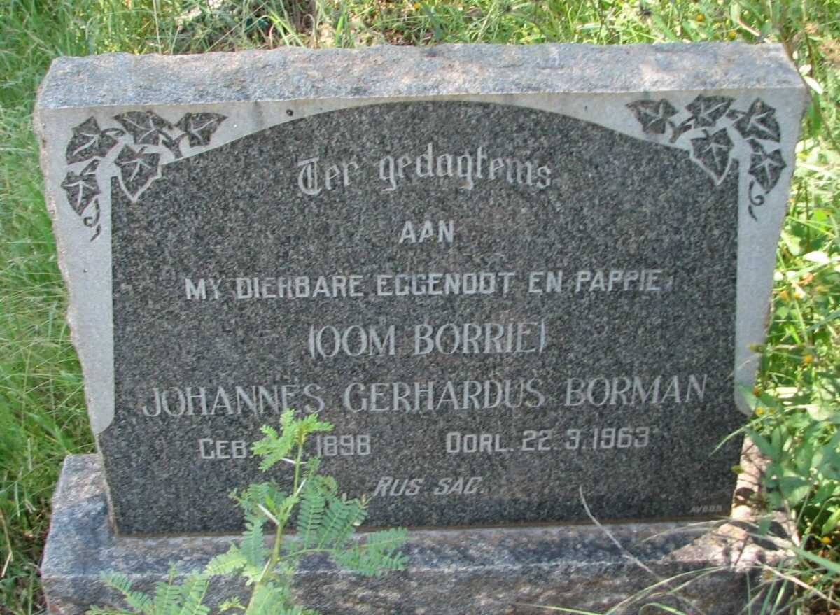 BORMAN Johannes Gerhardus 1898-1963