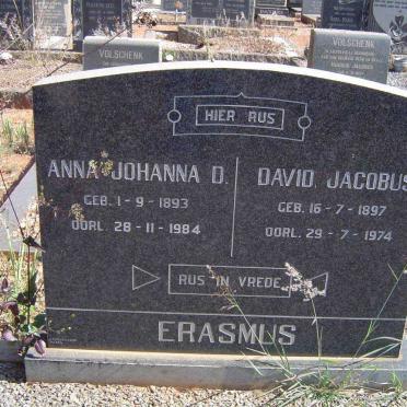 ERASMUS David Jacobus 1897-1974 &amp; Anna Johanna D. 1893-1984