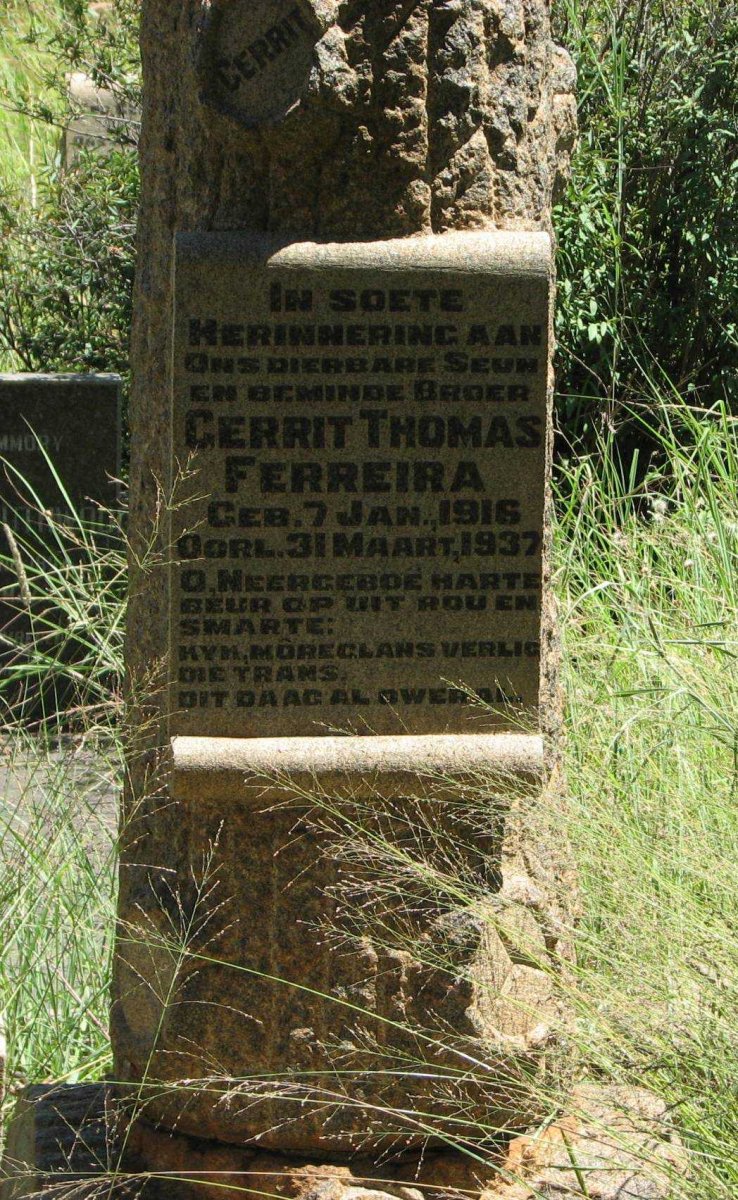 FERREIRA Gerrit Thomas 1916-1937