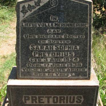 PRETORIUS Sarah Sophia 1924-1938