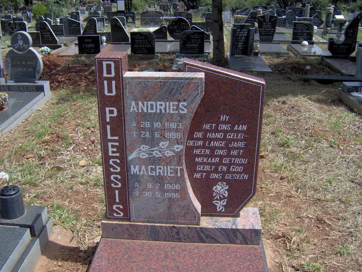 PLESSIS Andries, du 1903-1998 &amp; Magriet 1906-1995
