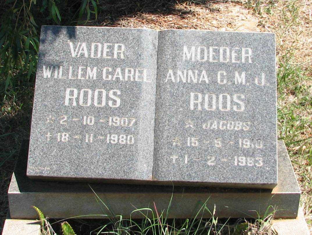 ROOS Willem Carel 1907-1980 &amp; Anna C.M.J. JACOBS 1910-1983