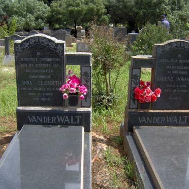 WALT Barend Johannes, van der &amp; Anna Elizabeth  DE VILLIERS