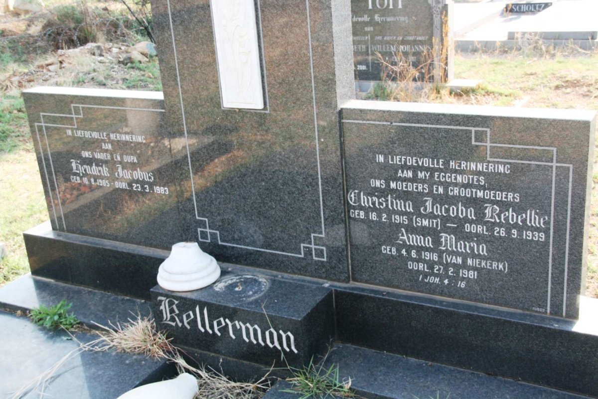 KELLERMAN Hendrik Jacobus 1905-1983 &amp; Christina Jacoba Rebellie SMIT 1915-1939 &amp; Anna Maria VAN NIEKERK 1916-1981