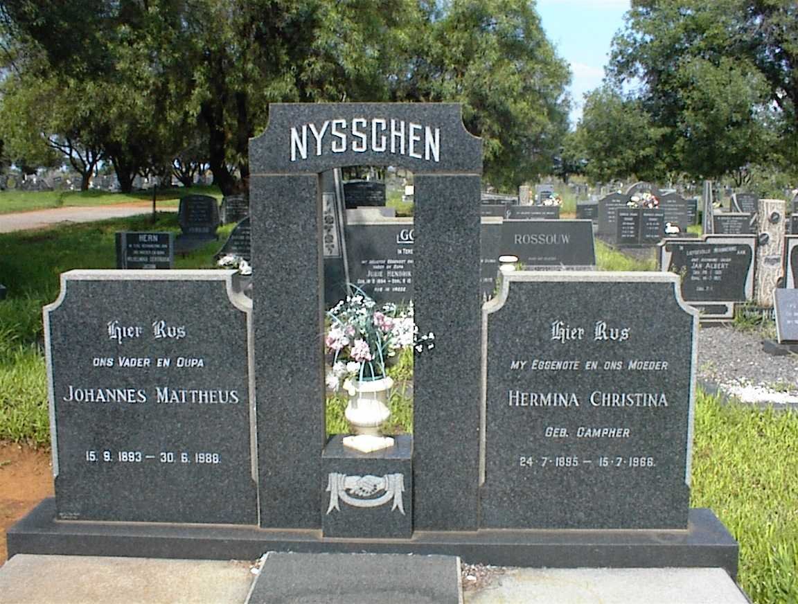 NYSSCHEN Johannes Mattheus 1893-1988 &amp; Hermina Christina CAMPHER 1895-1966