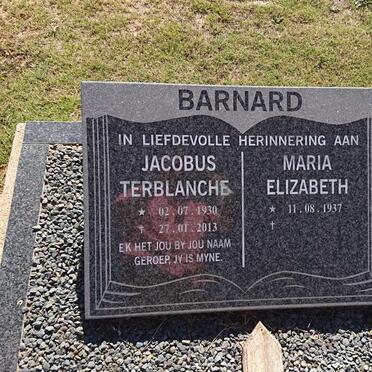 BARNARD Jacobus Terblanche 1930-2013 &amp; Maria Elizabeth 1937-