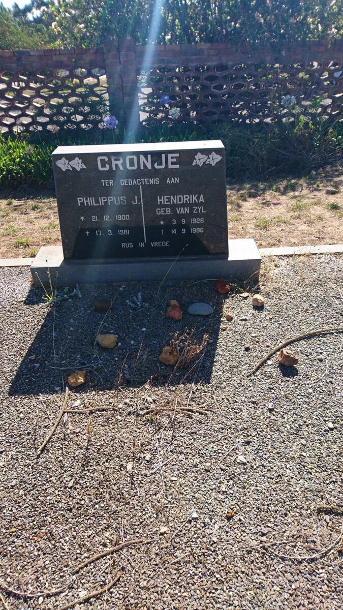 CRONJE Philippus J. 1900-1981 &amp; Hendrika VAN ZYL 1926-1996