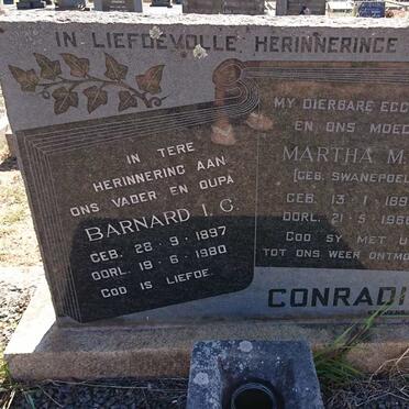 CONRADIE Barnard I.C. 1897-1980 &amp; Martha M.M. SWANEPOEL 1899-1966