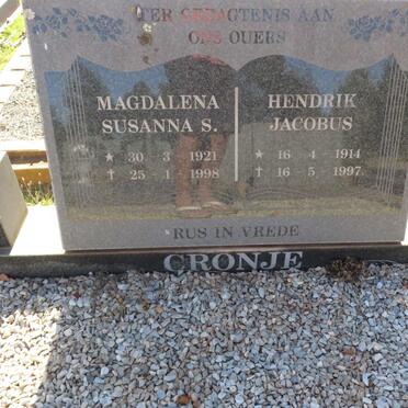 CRONJE Hendrik Jacobus 1914-1997 &amp; Magdalena Susanna S. 1921-1998