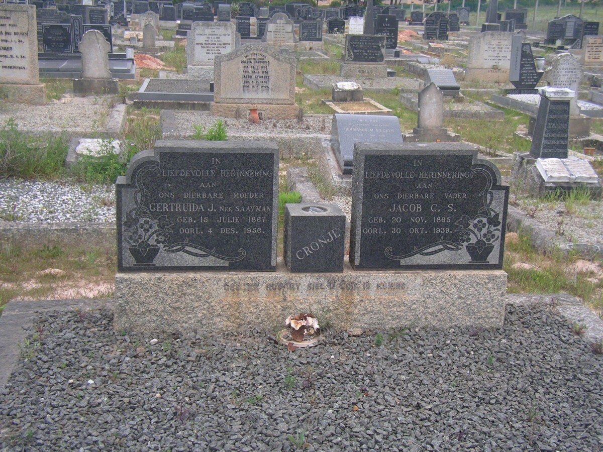 CRONJE Jacob C.S. 1865-1939 &amp; Gertruida J. SAAYMAN 1867-1956