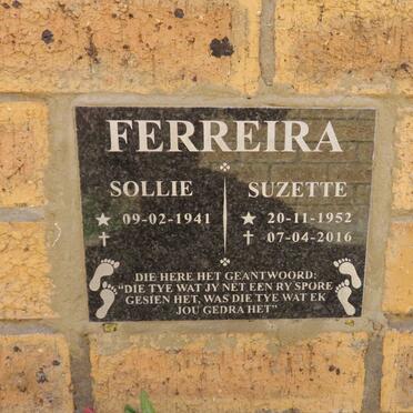 FERREIRA Sollie 1941- &amp; Suzette 1952-2016