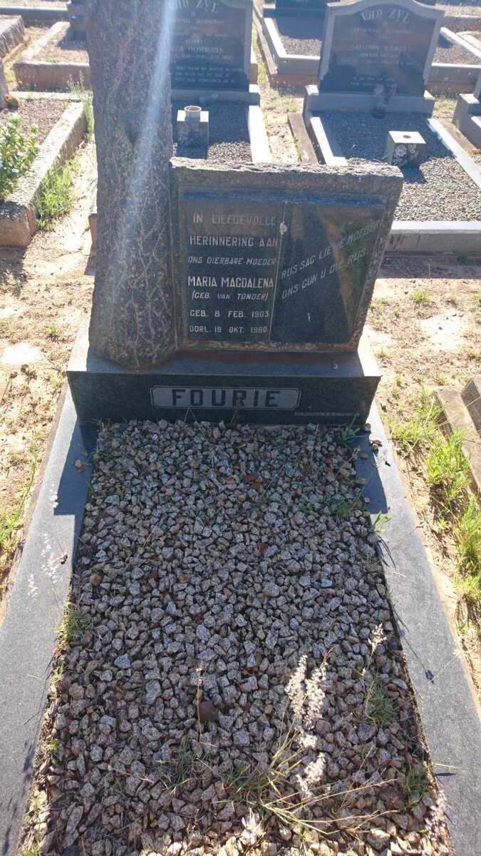 FOURIE Maria Magdalena nee VAN TONDER 1903-1960