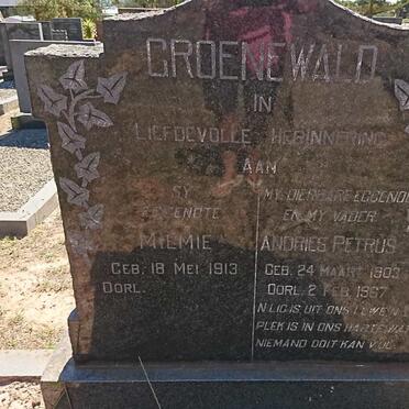 GROENEWALD Andries Petrus 1903-1967 &amp; Miemie 1913-