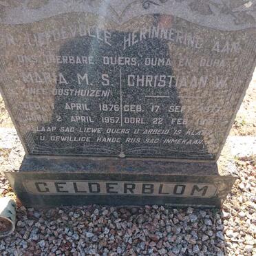 GELDERBLOM Christiaan W. 1877-19?1 &amp; Maria M.S. OOSTHUIZEN 1876-1957