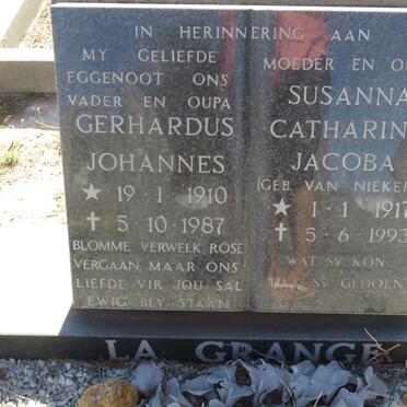 GRANGE Gerhardus Johannes, la 1910-1987 &amp; Susanna Catharina Jacoba VAN NIEKERK 1917-1993