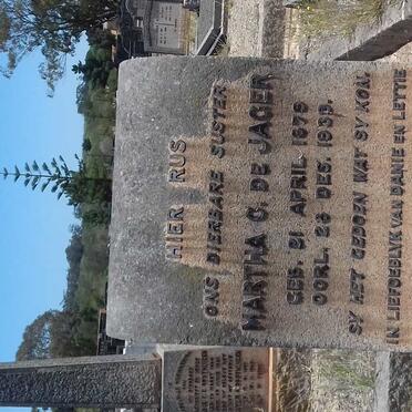 JAGER Martha C., de  1879-1939