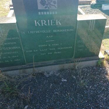 KRIEK Izak Frederik 1878-1967 &amp; Josina Germina OOSTHUIZEN 1885-1963