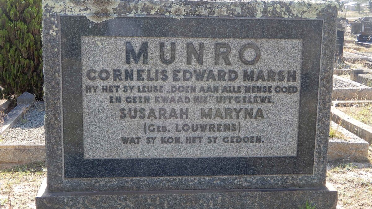 MUNRO Cornelis Edward Marsh  &amp; Susarah Maryna LOUWRENS