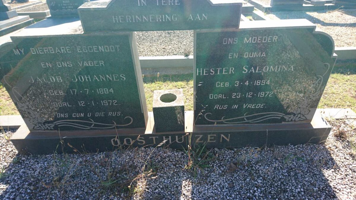 OOSTHUIZEN Jacob Johannes 1884-1972 &amp; Hester Salomina 1894-1972