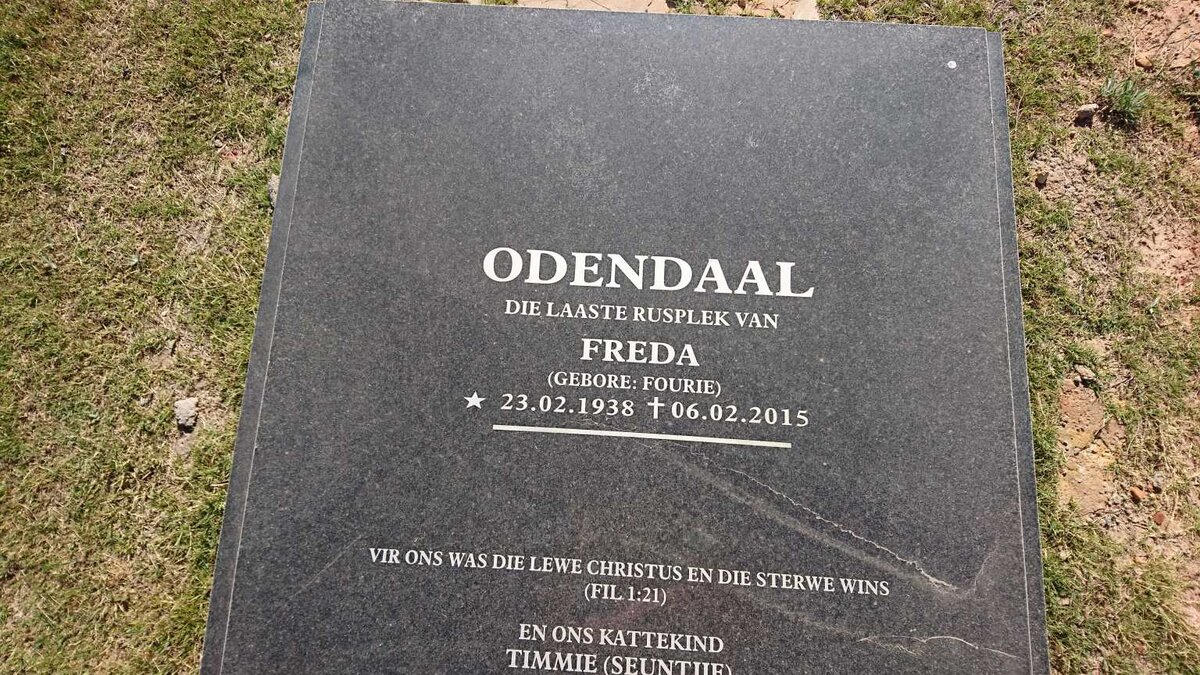ODENDAAL Freda nee FOURIE 1938-2015
