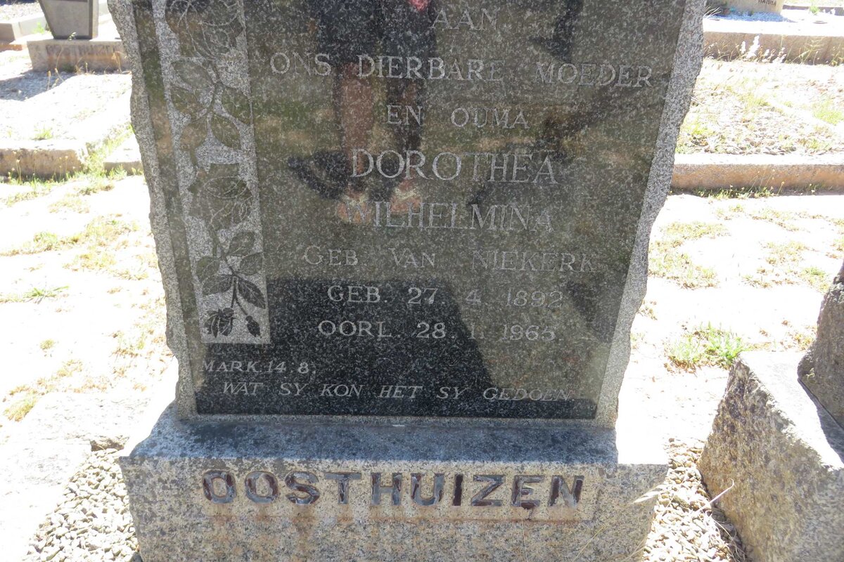 OOSTHUIZEN Dorothea Wilhelmina nee VAN NIEKERK 1892-1965