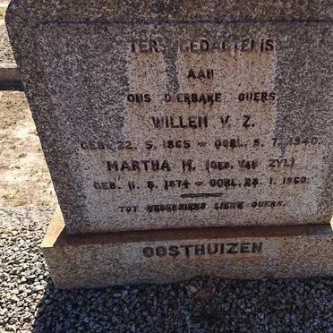 OOSTHUIZEN Willem V.Z. 1865-1940 &amp; Martha M. VAN ZYL 1874-1960